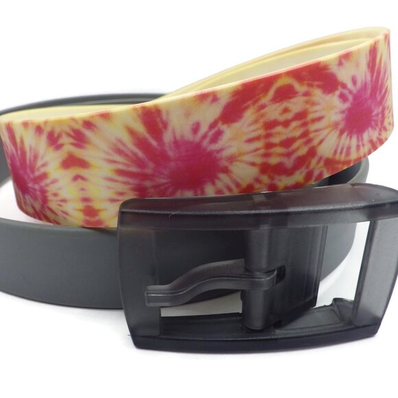 Two C4 Equestrian Belts/ Pink Tie Dye/ Gray - Picture 1 of 4